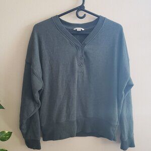American Eagle Outfitters Forest Green Henley Sweater Medium